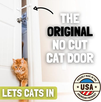 Door Buddy Cat Door Latch & Stopper. Adjustable Dog Proof Door Strap for Cats. Dog Proof Litter Box & Cat Feeder. Simpler Pet Gate Alternative. No Cut Cat Door Interior Door.