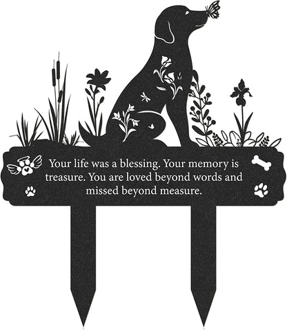 Grave Markers for Cemetery for Dog, Metal Grave Markers Yard Memorial Pet Dog, Garden Stake Decorations for Cemetery for Loss of Pet Outdoors Decor (12 X 14.5 Inches)