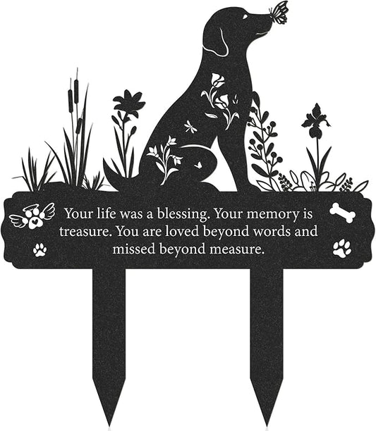 Grave Markers for Cemetery for Dog, Metal Grave Markers Yard Memorial Pet Dog, Garden Stake Decorations for Cemetery for Loss of Pet Outdoors Decor (12 X 14.5 Inches)