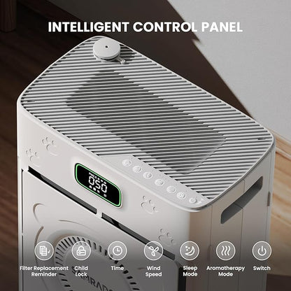 Air Purifier for Home Pets to 2500 Ft² with Smart WiFi, Double-sided H13 HEPA Air Purifier with 4-Level Aromatherapy Settings for Pet Hair Odor Smoke, Washable Pre-filter, PM2.5 Air Quality Monitor