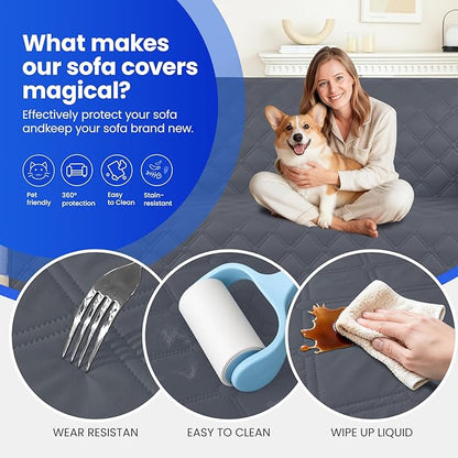 Waterproof Dog Bed Cover Pet Blanket, Soft Couch Cover for Dogs Washable, Non-Slip Dog Blanket Protect Furniture Couch Sofa Car for Puppy Large Dogs Cat (30x53 Inch, Dark Grey)