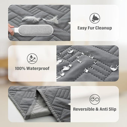 BOCTOPUG Dog Bed Cover for Pets - Blankets Rug Pads for Couch Protection Waterproof Bed Covers Dog Blanket Furniture Protector Reusable Changing Pad (Dark Grey+Light Grey, 20"x30")