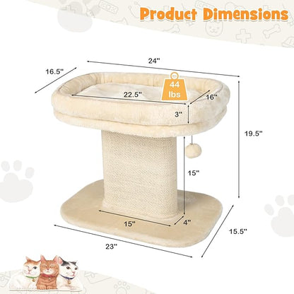 Tangkula Cat Tree for Indoor Cats, 2-Tier Cat Tower with Top Perch & Sisal Scratching Panel & Jingling Fur Ball Toy, Cozy Cat Bed with Scratching Post, Modern Small Kitten Activity Center (Beige)