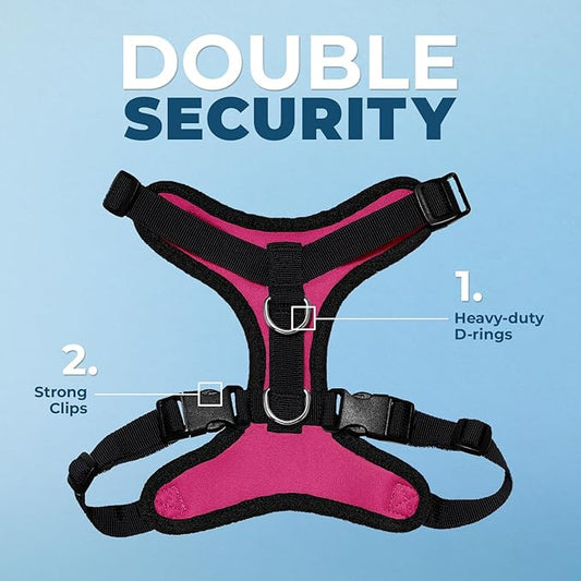 Voyager Step-in Pet Harness - All Weather Mesh, Adjustable Step in Harness for Cats and Dogs by Best Pet Supplies - Fuchsia/Black Trim, S