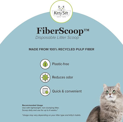 Kitty Sift FiberScoop Disposable Litter Scoop, Plastic-Free & Sustainable - Natural, One Size (Pack of 2)