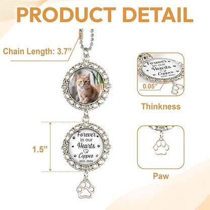 Hyturtle Personalized Pet Memorial Car Hanging Ornament - Custom Photo Pet Memorial Gifts Rearview Mirror Hanging Accessories - Loss of Cat Sympathy Gift - Pet Memorial Gifts for Cats