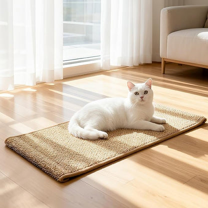 Ordora Large Cat Scratcher Mat: 31.5 X 14 Inch Upgrade Soft Sisal Horizontal Cat Floor Scratching Pad, Cat Scratching Rug Protect Furniture
