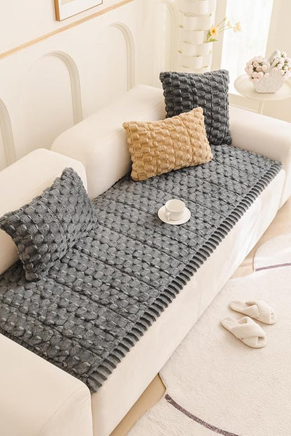 Couch Cover for Dogs Fuzzy Sofa Covers for Pet, Geometric Jacquard Coral Pet-Friendly Washable Non-Slip Sofas Slipcover Cushion Protector Pets Mat Dog Bed Mats