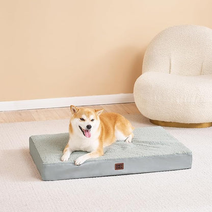 EHEYCIGA Orthopedic XXL Dog Beds for Jumbo Dogs with Removable Washable Cover for Crate, Greyish Green, 47x29