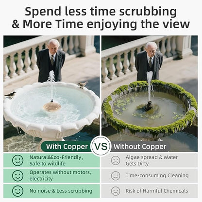 Bird Bath Copper Disk, Pure Copper Bird Bath Purification Disc, Save Cleaning Time, Chemical Free,Safe Natural Solution for Birdbaths Bowls&Waterfall Fountain, Year-Round Use (4 pcs)