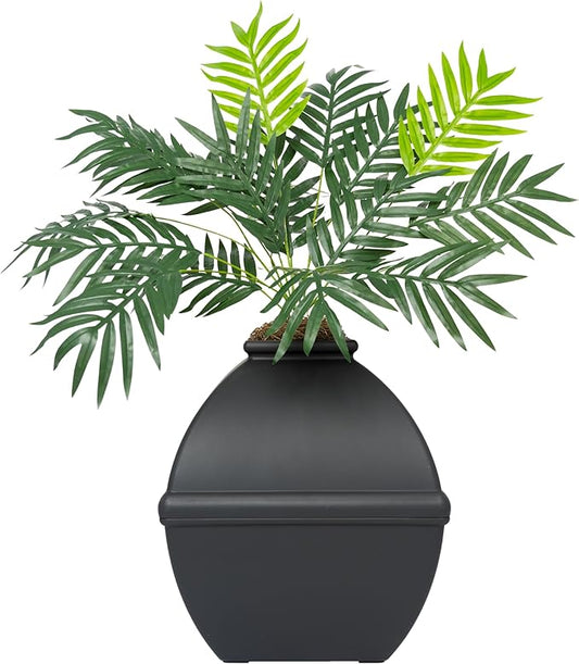 Good Pet Stuff Hidden Litter Box Planter, Decorative Cat Litter Enclosure with Carbon Filter, Artificial Plant, Easy Clean, Indoor Design, Courtyard Square Style, Essentials Kit, Black Suede