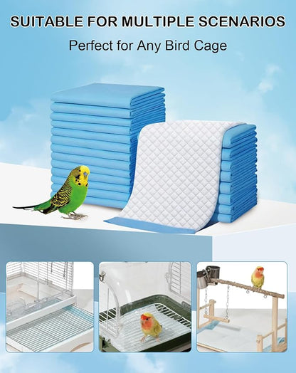 Disposable Bird Cage Liner Birds Cage Liners Super Absorbent Birdcage Liners Parakeet Cage Training Accessories with Quick-Dry Surface for Cockatiels Canaries Parrots