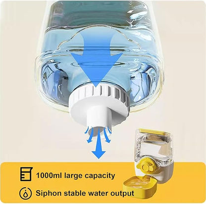 35oz Rabbit Water Bottle, Pet Hanging Automatic Water Dispenser for Small Animal Ferret Guinea Pig Chinchilla Dog Cat (Cage Grid Spacing 1.1''-2.1'') (Yellow)