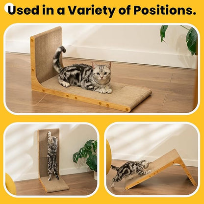 Cardboard Cat Scratcher,23 Inch L Shape Scratch Pad Wall Mounted,Vertical Scratching Board, Durable Cardboard to Protect Furniture for Indoor Cats,Wood Grain Large,2-Pack