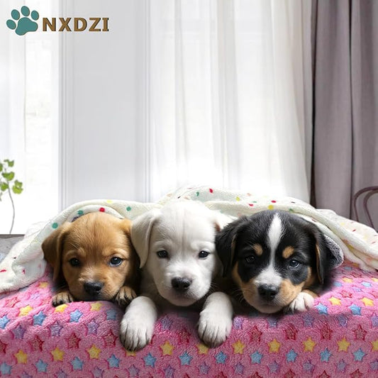Dog Blankets for Medium Large Dogs, 3 Pack Washable Pet Throw 41" x 31", Fuzzy Soft Puppy Cover for Kennel Crate Bed