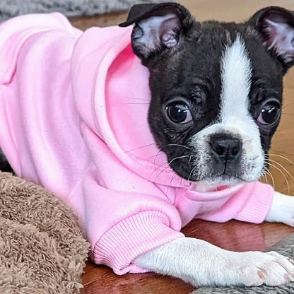 Jecikelon Winter Dog Hoodie Sweatshirts with Pockets Warm Dog Clothes for Small Dogs Chihuahua Coat Clothing Puppy Cat Custume (Pink, Small)