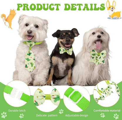 Reginary 100 Pieces Dog Bow Tie Collar Set Include 40 Dog Neckties, and 30 Puppy Bowties, 30 Collar Flowers, Adjustable Pet Ties Grooming for Small Medium Cats Pets Supply(Cactus)