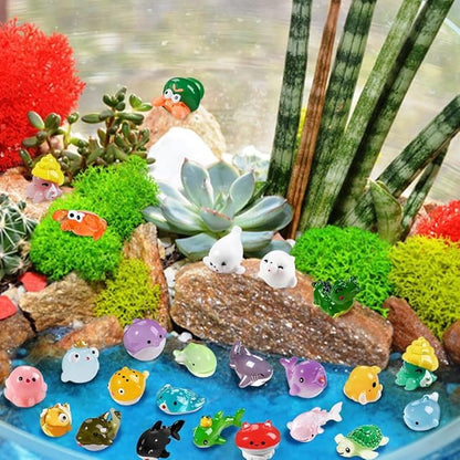 DIYDEC 36pcs Mini Ocean Resin Animals Tiny Sea Animals Figurines Marine Miniature Plastic Animals Aquarium Ornaments Decorations for DIY Fish Tank Potted Micro Fairy Garden Dollhouse