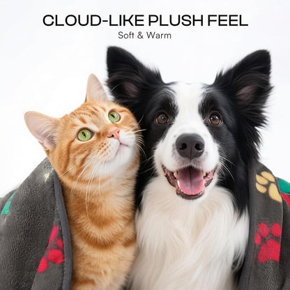 Luciphia 1 Pack 6 Dog Blankets Cat Soft Fluffy Fleece Pet Blanket Warm Cute Print Design Puppy Kitten Doggy Bone Medium(30"x20")