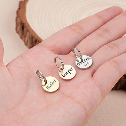 Anavia Small Size Dog Cat ID Tags, Small/XS Personalized Color Plated Stainless Steel Puppy Kitten Name Tags, Customized Engraved Nameplate Pet Collar Tag (Rainbow, XS-Round)