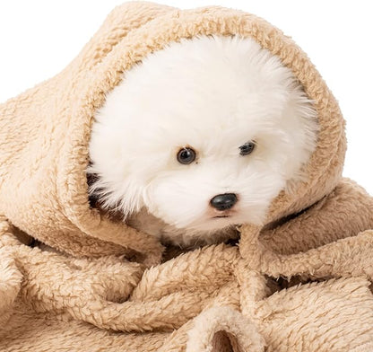 3 Blankets, Dog Cat Pet Blanket, Soft Warm Fleece, for Puppy, Small Dogs or Kitten, Cats, Plush Fuzzy Blanket for Bed, Sofa, Travel (24" x 18", 3/Pack, Beige+Light Gray+Dark Gray)