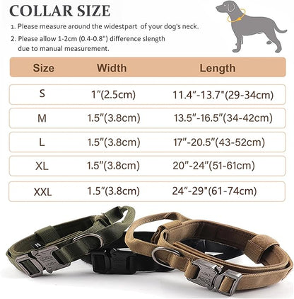 Tactical Dog Collar, Adjustable Military Training Nylon Dog Collar with Control Handle and Heavy Quick-Release Metal Buckle for Small Medium Large Dogs,Pink L