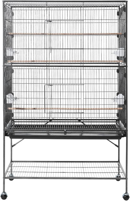 VEVOR Bird Cage, 36.6 x 22.8 x 59.5 inch, Flat Top, Wrought Iron Bird Flight Cage with Perches, Slide-Out Tray and Plastic Feeders, for Blue Tit, Cockatiel, Canary, Monk Parakeet, African Grey Parrot