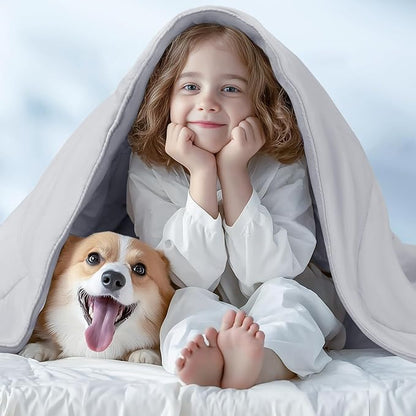 Luciphia Premium Cooling Dog Blanket for Small Medium Dogs Q-max>0.4 Washable Self-Cooling Cat Pet Mat Puppy Breathble Calming Throw for Beds Couches(Light Grey,60x80 inches)