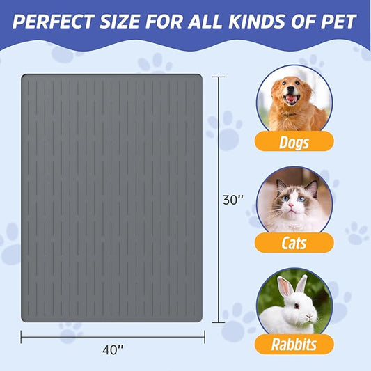 Large Dog Mats for Food and Water, 40"x30" Waterproof Pet Food Mats for Floor Nonslip Silicone Bowl Mats with Raised Edges