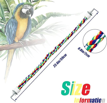 Weewooday 2 Pcs Bird Rope Perches Climbing Rope Bird Cage Accessories for Parrots, Parakeets, Cockatiels, Conures(21.6 Inch)