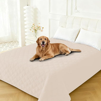 Waterproof Dog Bed Cover, Non-Slip Dog Blanket for Couch, Couch Covers for Dogs Washable, Pet Blanket for Furniture, Pet Bed Mat for Sofa, Car, Pet Supplies (82x120 Inch, Beige)