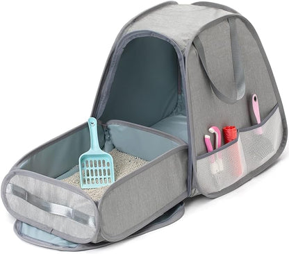 Collapsible Portable Cat Litter Box Standard for Travel Light Weight Leak-Proof，Sturdy，Prevent Litter Scatter Design Easy to Clean， Collapsible Travel Puppy Carrier，Portable Cat Playpen