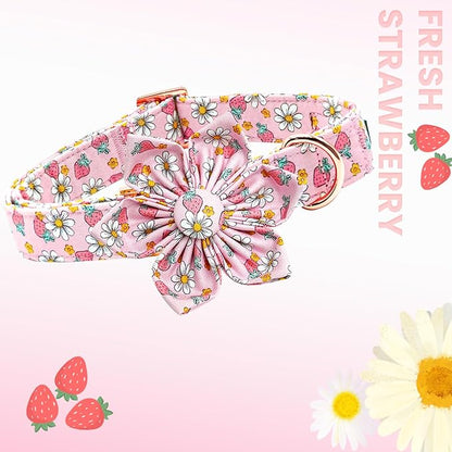 Lionheart glory Dog Collar Flower Collar Pink Dog Collar with Flower Spring Summer Cute Collar Dog Female Soft Durable Adjustable Dog Collars for Large Dogs