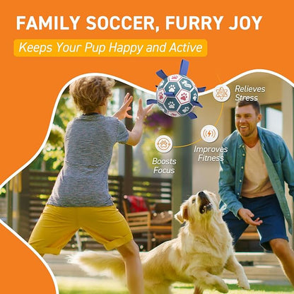 QDAN Large Dog Toys, 8 Inch Durable Balls for Dogs for Outdoor Indoor, Soccer Ball with Straps, Herding Balls, Interactive Toy for Tug of War, Dog Ball to Keep Them Busy (8 Inch)
