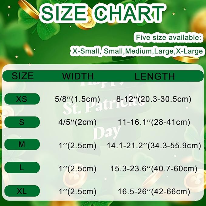 St. Patrick's Day Dog Collar, UP URARA PUP Shamrock Adjustable Pet Collar with Quick Release, Daily Dog Accessories for Small Medium Large Dogs