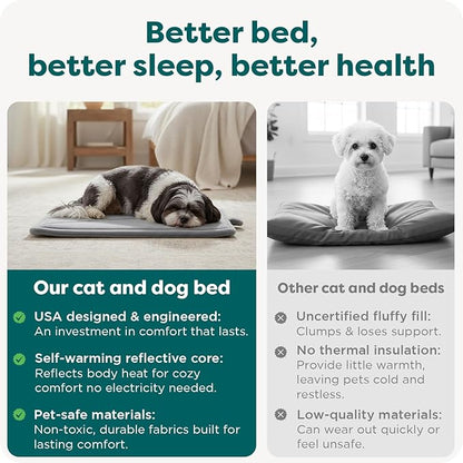 Furhaven ThermaNAP Self-Warming Cat Bed for Indoor Cats & Large/Medium Dogs, Washable & Reflects Body Heat - Quilted Faux Fur Reflective Bed Mat - Cream, Large