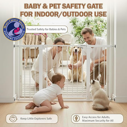 Mumeasy Baby Gate Extra Wide, 29.5"- 51.5" Pressure Mounted Dog Gate with Walk Through Door, Auto Close Pet Gate for Stairs,Doorways,House