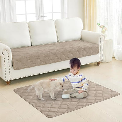 Smiry Waterproof Dog Bed Cover Blanket 40x70, Soft Reversible Pet Blanket, Washable Leakproof Cats Dogs Couch Cover for Sofa, Couch, Furniture, Taupe/Beige