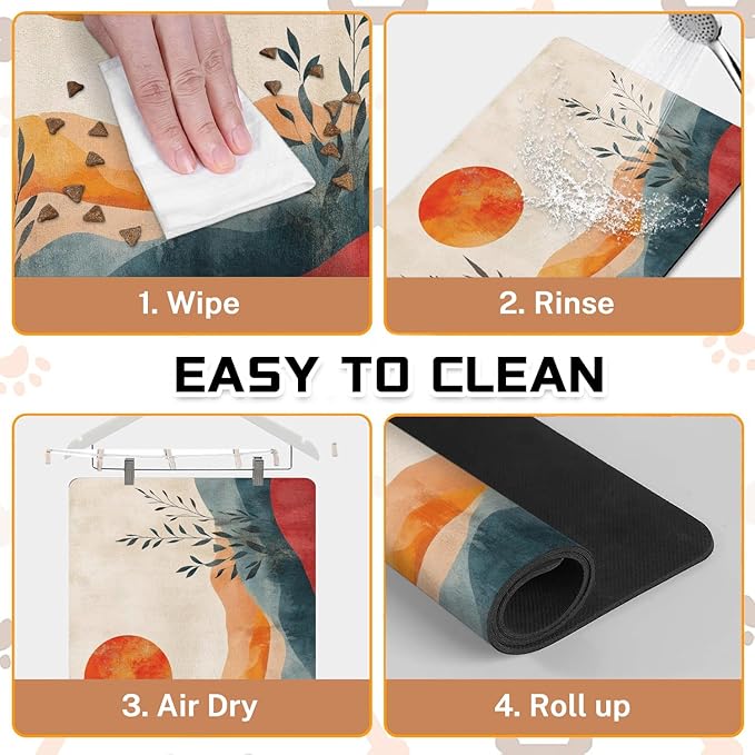 Absorbent Pet Dog Bowl Mat for Food and Water, Pet Cat Food Feeding Mat with Non Slip Rubber Backing, Dog Food Mats for Floors Waterproof, 12"x20"