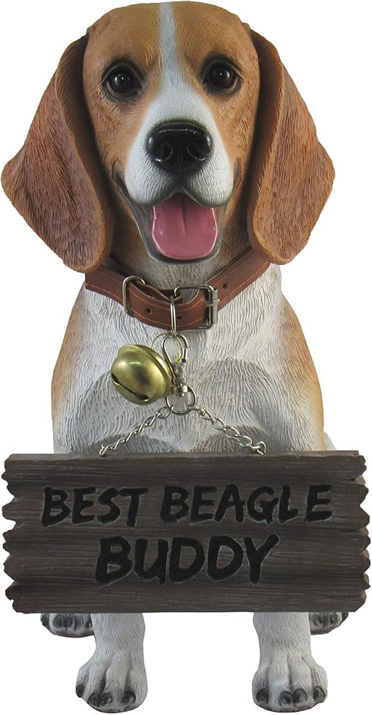 DWK Front Porch Dog Outdoor Welcome Sign Decorative Statue | Cute Dog Welcome Sign for Front Porch Standing | Decorative Garden Statues - Beagle
