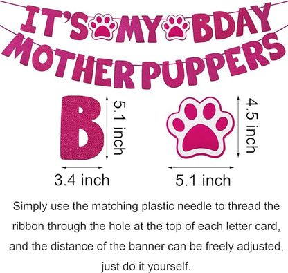 Dog Birthday Decorations, Multi Sizes Dog Birthday Bandana Girl Dog Birthday Hat Crown Bow Tie Birthday Numbers It’s My Bday Mother Puppers Sign Banner for Medium Large Dogs Pets (Pink, Large)