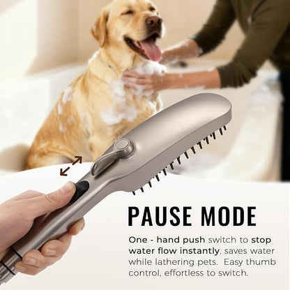 G-Promise 3 Mode Dog Shower Attachment with Pause Mode, Dog shower Sprayer with 100 Inches Stainless Steel Hose, Metal Diverter, Adhesive Holder, for Fast and Easy Dog Bathing and Cleaning