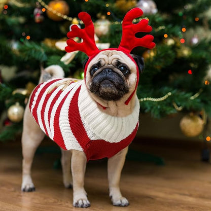 Dog Christmas Sweater Xmas Pet Clothes Cute Striped Gingerbread Man Costume Holiday Puppy Cat Jumpers Outfits New Year Gifts for Small Medium Large Dogs(Red Gingerbread Man,XS)