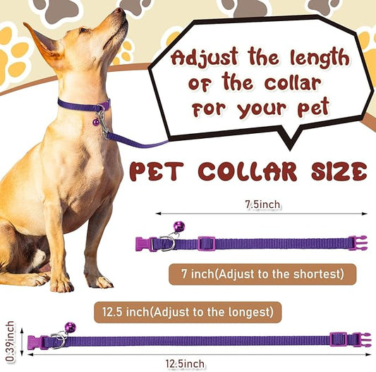 Amylove 48 Pcs Dog Collar and Leash Set, Polypropylene Adjustable Puppy Collars for Medium Dogs Small Pet Puppy Walking Training with Hook and Buckle(Multicolor,Solid Pattern)