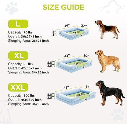 Extra Large Dog Bed, Orthopedic XL Washable Bed for Big Dog Waterproof Pet Couch Sofa Bolster with Removable Cover, Non-Slip Bottom, Tennis Ball Toy, 42x30