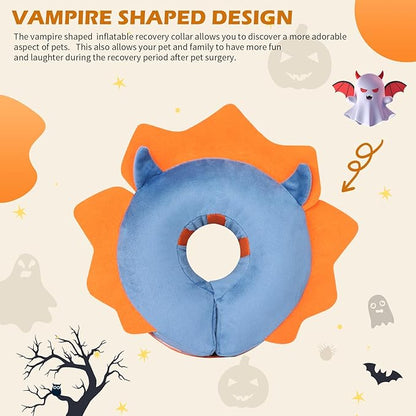 IEUUMLER Inflatable Recovery Dog Collar, Protective Donut Cone, Adjustable Soft Collar for Dog and Cat After Surgery Prevent from Biting & Scratching EU002 - Blue Demon M+