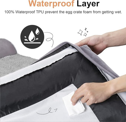 Large Dog Bed Orthopedic Washable: Jumbo Dog Bed Bolster Extra Large Dogs Egg Crate Foam Sofa Couch Waterproof Removable Cover - Purple