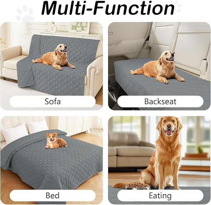 hyha Waterproof Dog Bed Blanket, Soft Pet Blankets, Waterproof Couch Cover for Dogs, Reversible Sofa Covers Washable for Furniture (68x82 Inch, Dark Grey/Dark Grey)