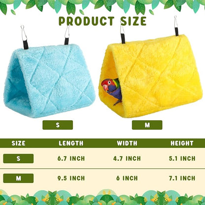 4 Pcs Winter Warm Bird Nest for Cage Plush Birds Hanging Snuggle Cave 6.7" and 9.5" House Shed Hut Parakeet Sleeping Bed Hammock Fluffy Birds Hideaway Tent for Small Parrot(Cute,Diamond)