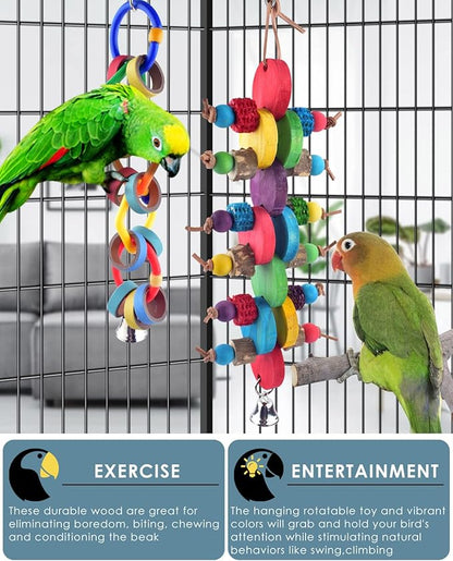 Bissap 2 PCS Bird Chew Toys, Multicolored Bagel Cascade Bird Parrot Toy Biting Paper Cardboard Olympic Rings Conures Toys for Amazon Cockatiels Cockatoos Macaws and Similar Sized Pet Birds